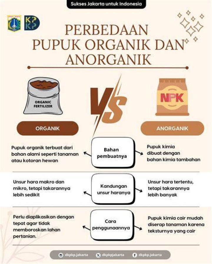 Apa perbedaan utama antara pupuk buatan kimiawi anorganik dengan pupuk organik?
