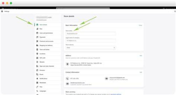 How do I change my contact info on Shopify?