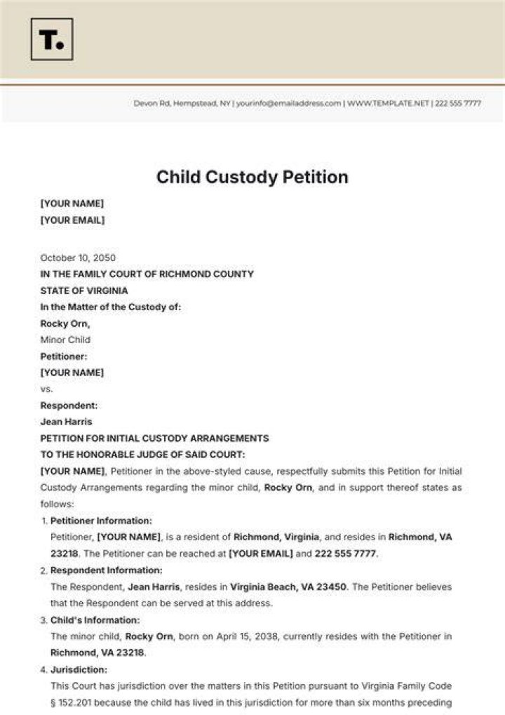 How do I file a petition for custody in Virginia?