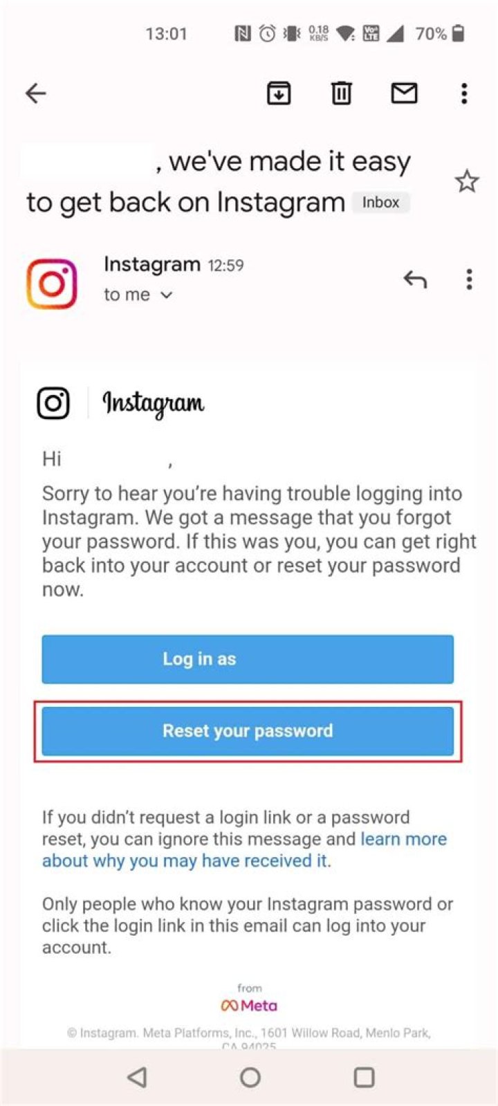 How do I log into Instagram if I forgot my password and email?